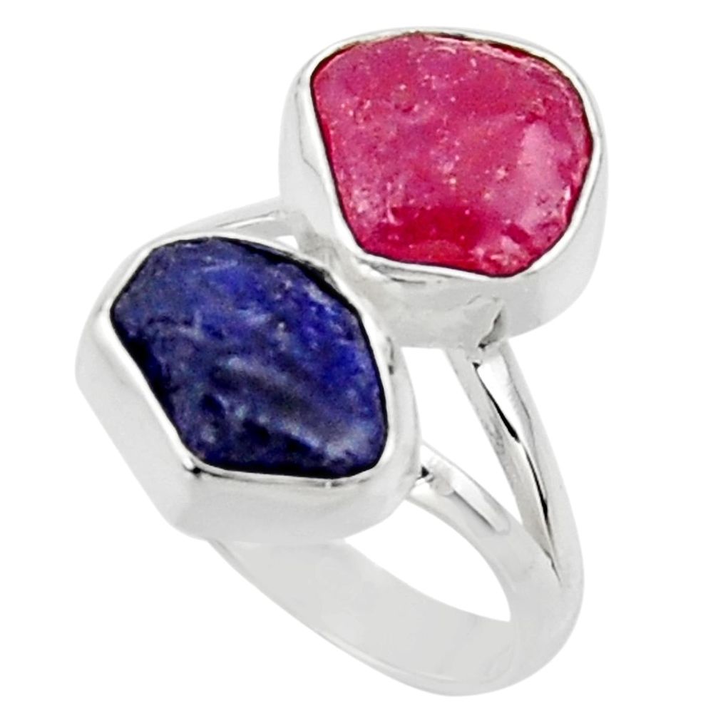 925 silver 10.78cts natural pink ruby rough sapphire rough ring size 6 r49129