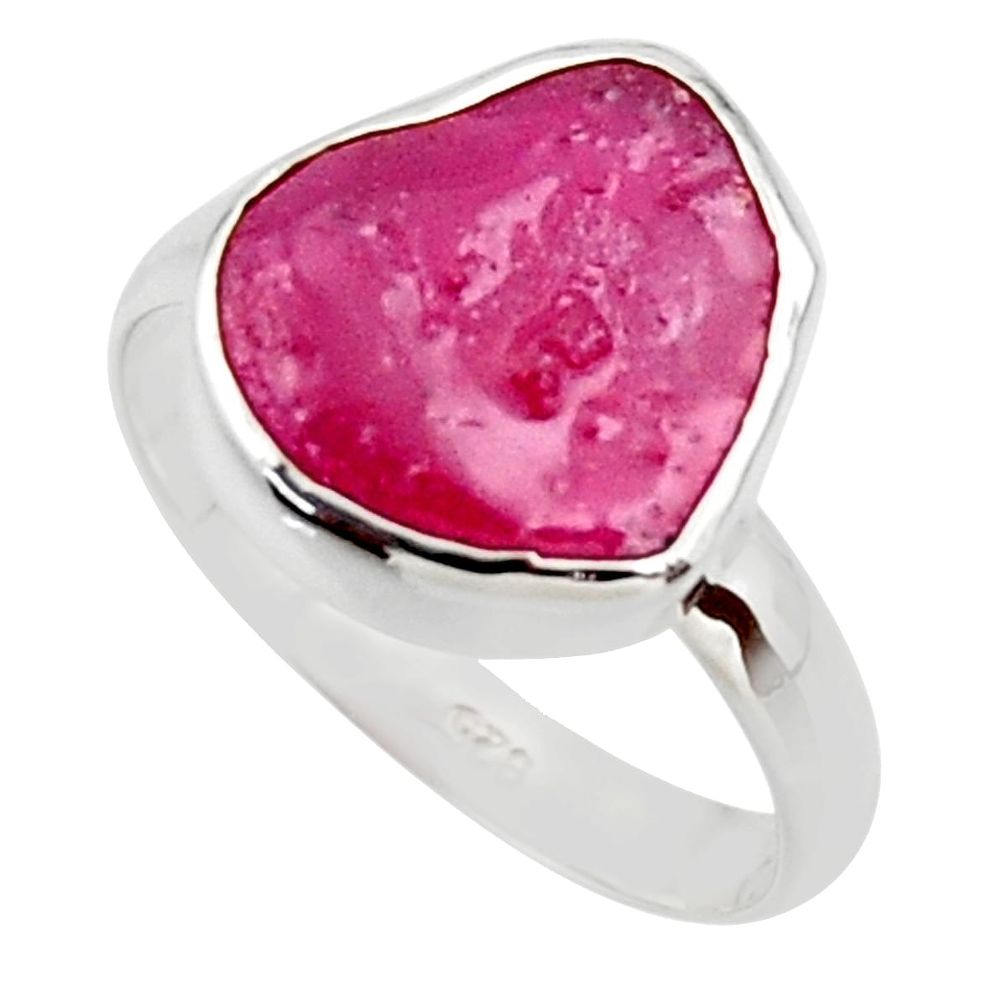 925 silver 7.17cts natural pink ruby rough solitaire ring jewelry size 9 r49040