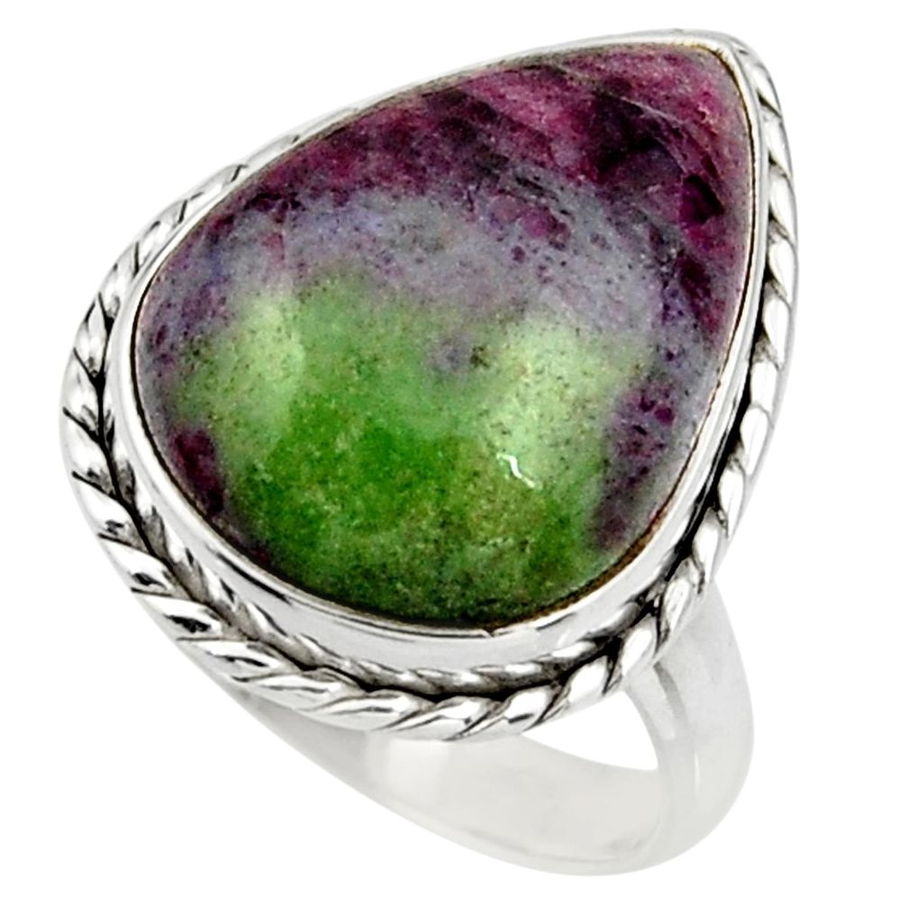 925 silver 17.81cts natural pink ruby zoisite solitaire ring size 8.5 r26493