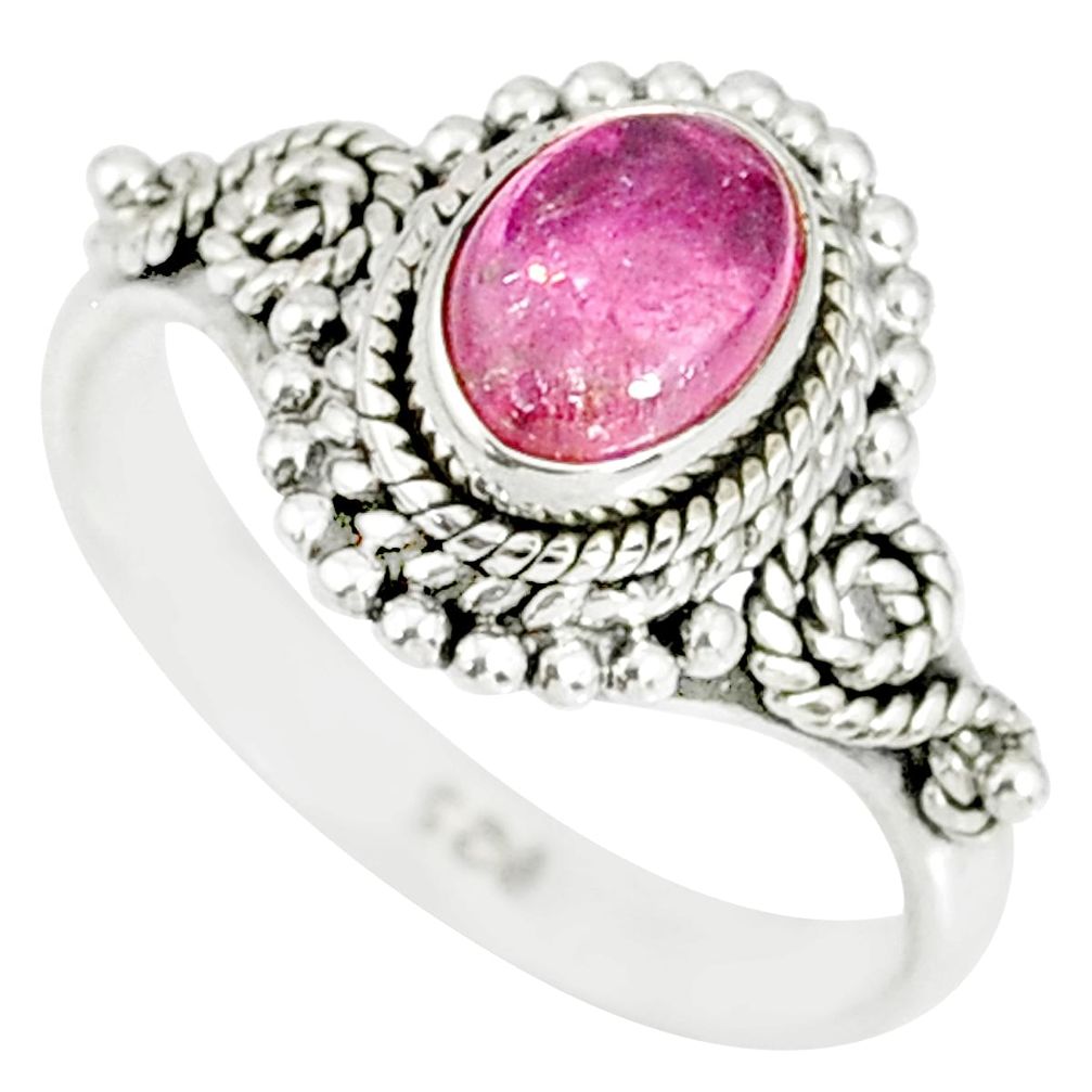 925 silver 1.46cts natural pink tourmaline oval solitaire ring size 6.5 r82216