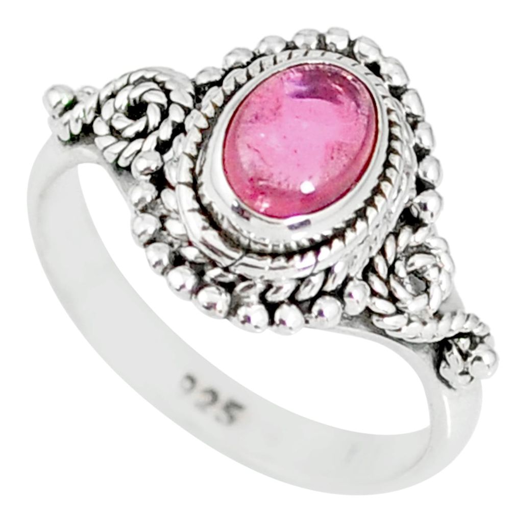 925 silver 1.46cts natural pink tourmaline solitaire handmade ring size 6 r82204