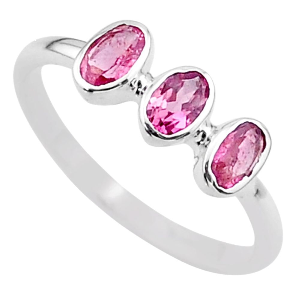 925 silver 2.37cts natural pink tourmaline solitaire ring jewelry size 8 t33078