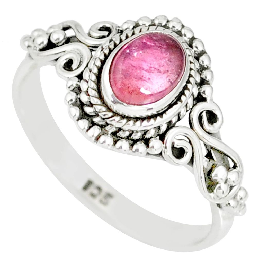 925 silver 1.43cts natural pink tourmaline solitaire handmade ring size 9 r82208