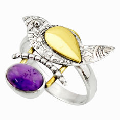 Clearance Sale- 925 silver 2.01cts natural purple amethyst 14k gold solitaire ring size 6 r37304