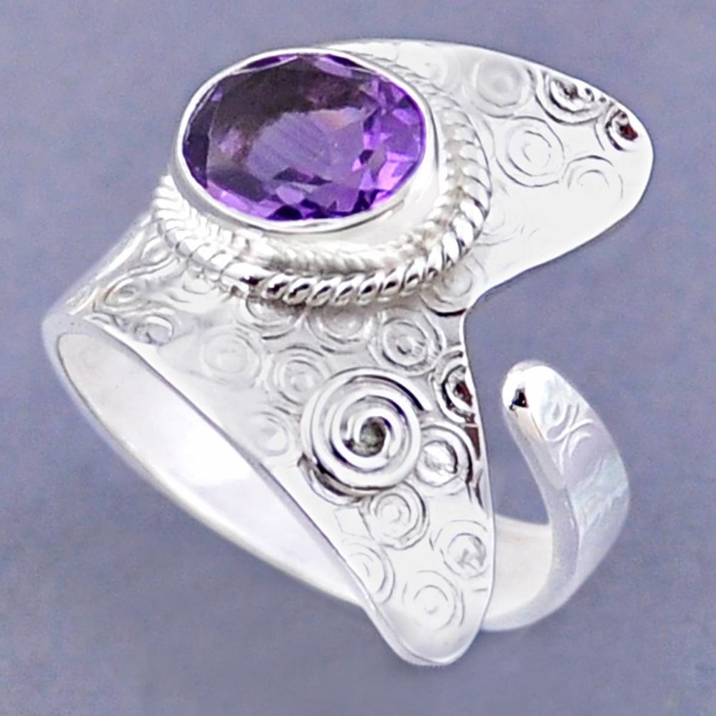 925 silver 4.51cts natural purple amethyst adjustable ring size 10 r54824