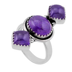 925 silver 7.96cts natural purple amethyst oval adjustable ring size 7 n46677