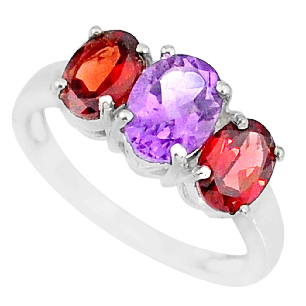 925 silver 5.17cts natural purple amethyst oval red garnet ring size 7 r84096