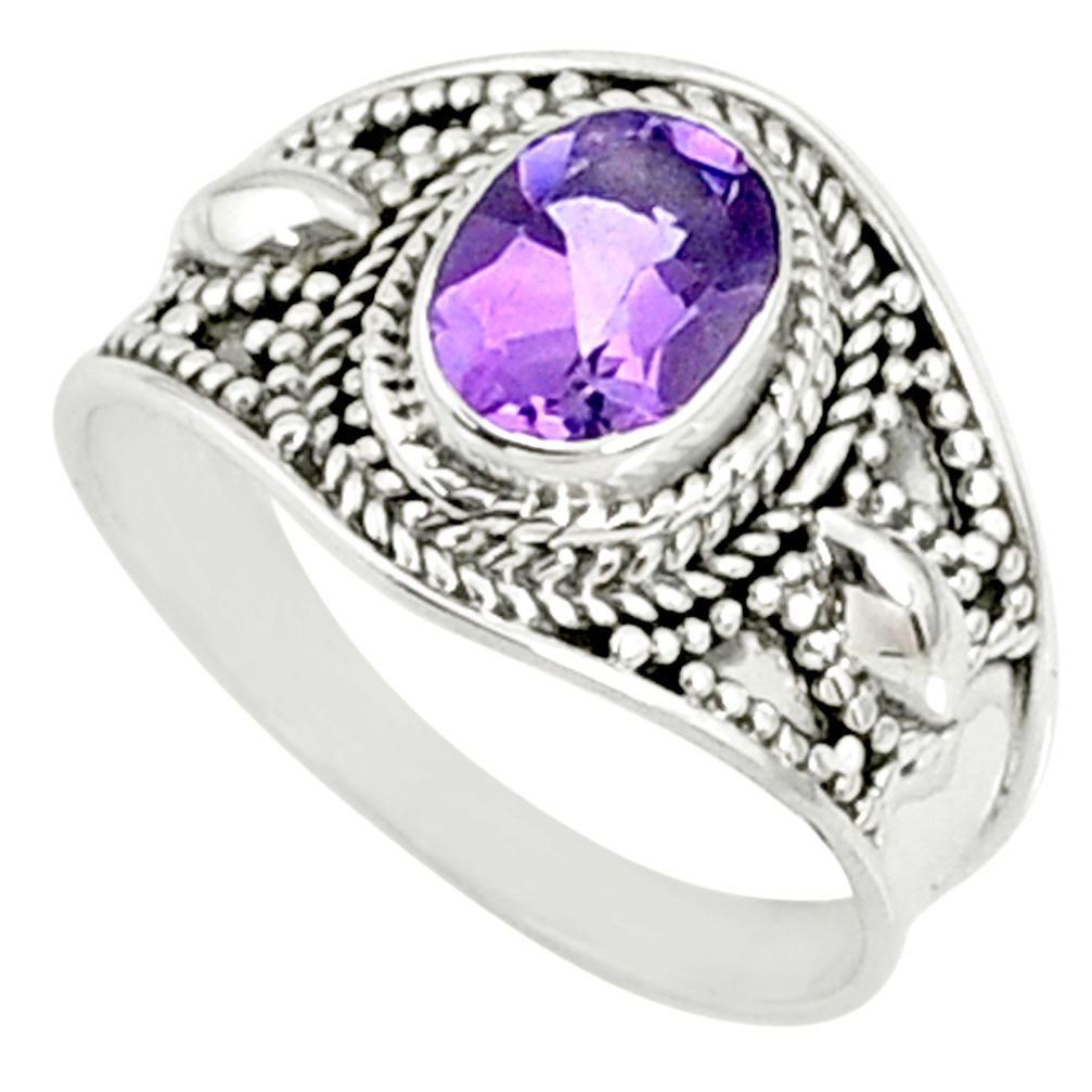 925 silver 2.11cts natural purple amethyst oval solitaire ring size 8.5 r69184