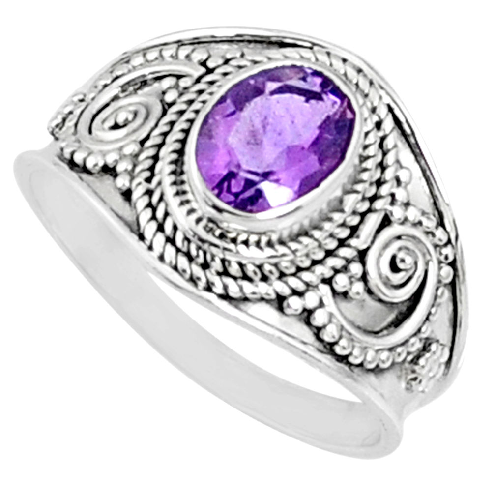 925 silver 2.05cts natural purple amethyst oval solitaire ring size 8.5 r69190