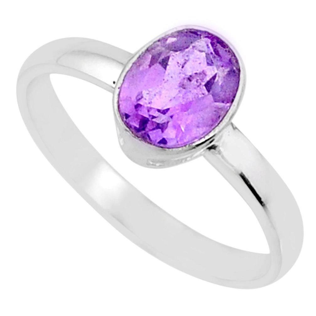 925 silver 2.03cts natural purple amethyst oval solitaire ring size 7 r70904
