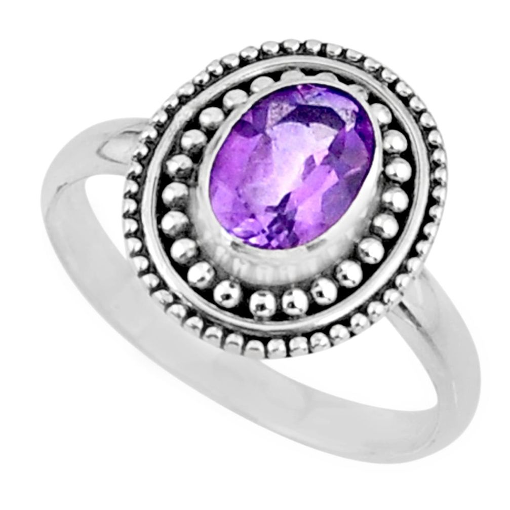 925 silver 1.97cts natural purple amethyst oval solitaire ring size 8 r57442