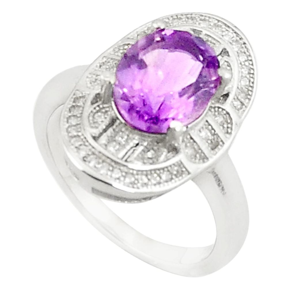 925 sterling silver natural purple amethyst oval topaz ring size 8.5 c17935