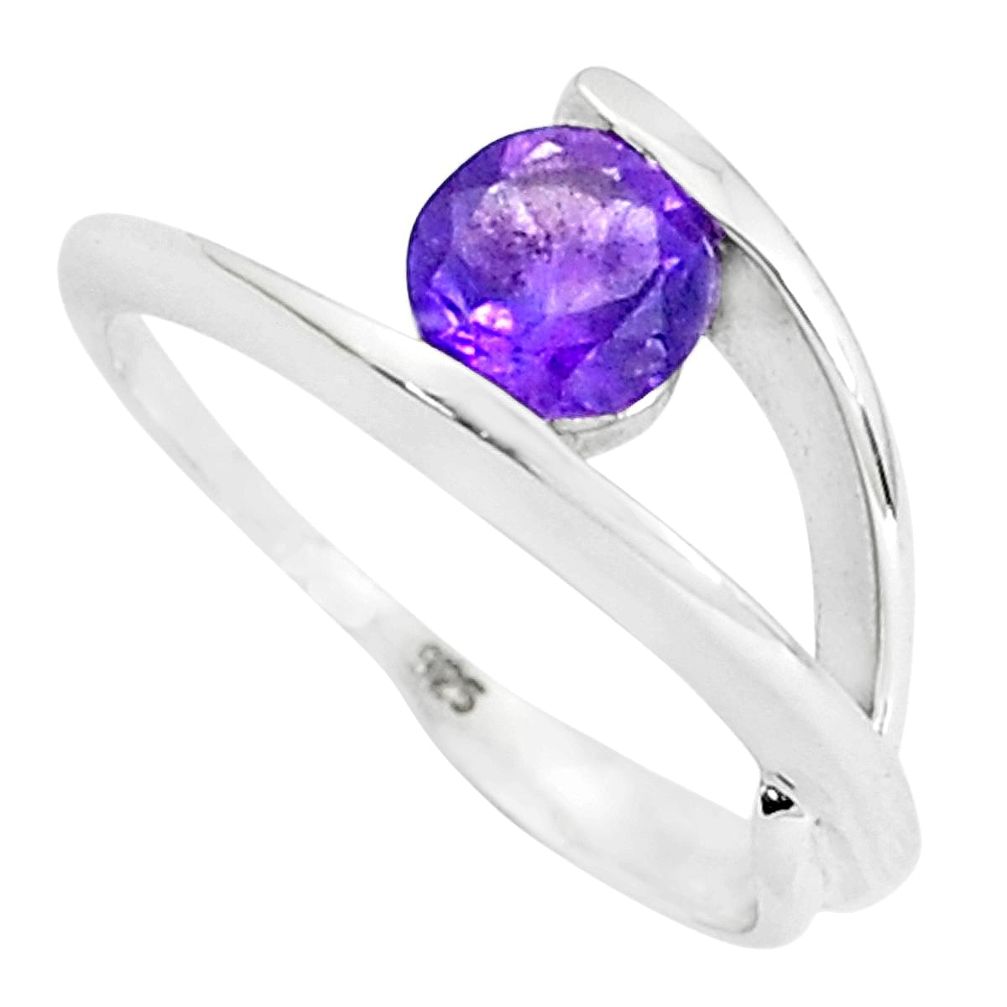 925 silver 1.56cts natural purple amethyst round solitaire ring size 5.5 p36930