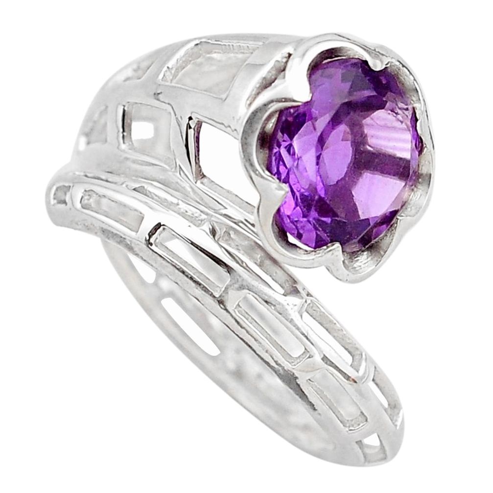 ts natural purple amethyst round solitaire ring size 8.5 p83167