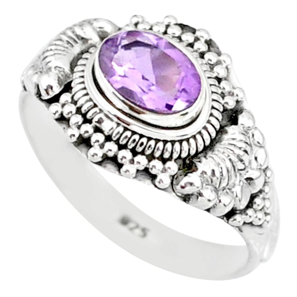 925 silver 1.52cts natural purple amethyst solitaire ring jewelry size 6 r85555