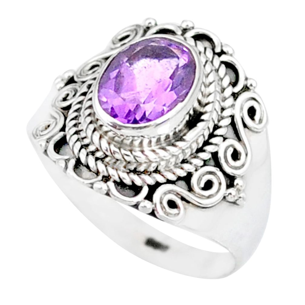 925 silver 2.21cts natural purple amethyst solitaire ring jewelry size 6 r87048