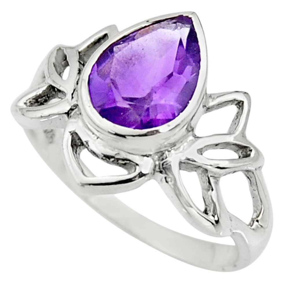 925 silver 2.95cts natural purple amethyst solitaire ring jewelry size 7 r25884