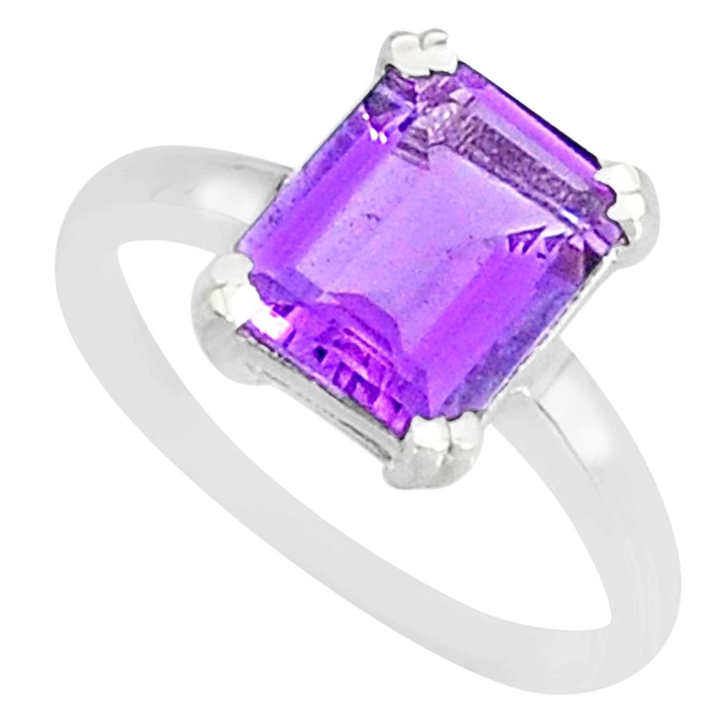 925 silver 3.72cts natural purple amethyst solitaire ring jewelry size 7 r83944