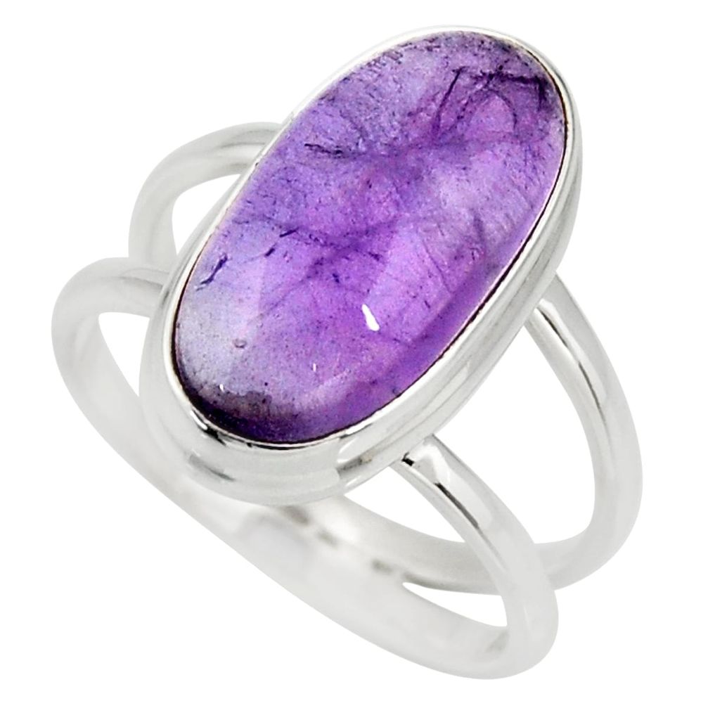 925 silver 6.26cts natural purple amethyst solitaire ring jewelry size 8 r27284