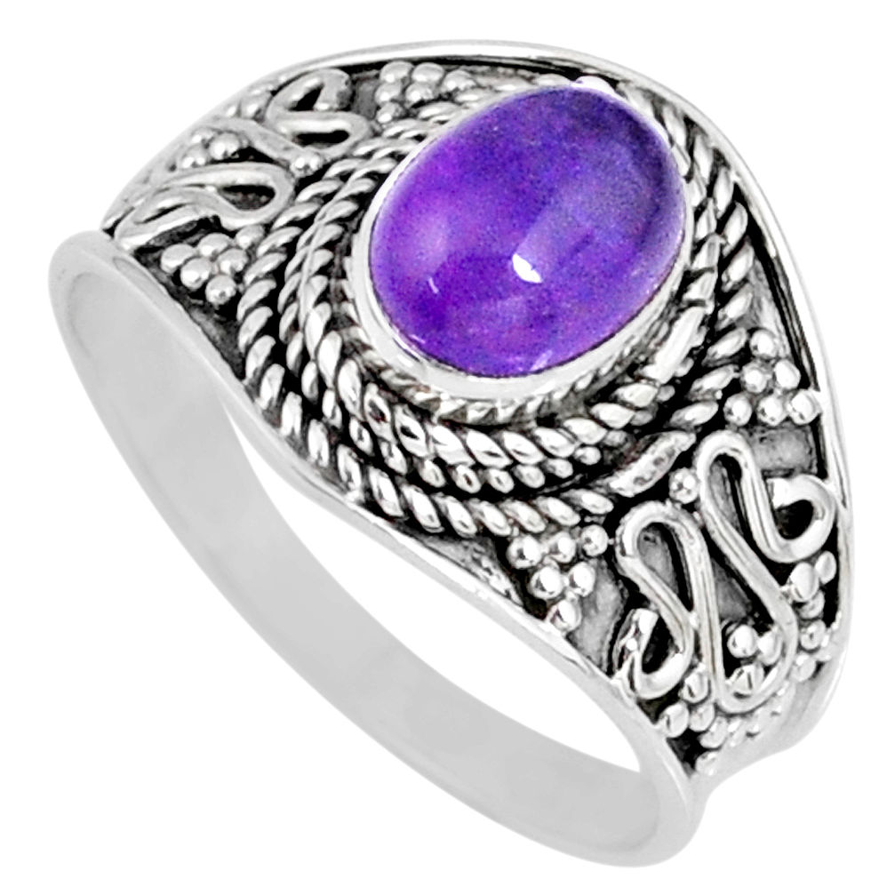 925 silver 1.96cts natural purple amethyst solitaire ring jewelry size 8 r58565