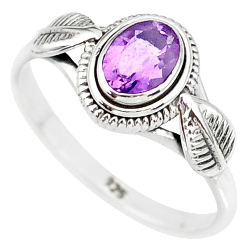 925 silver 1.45cts natural purple amethyst solitaire ring jewelry size 8 r85580