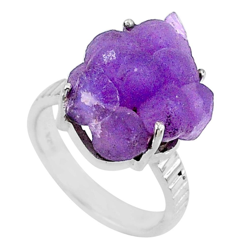925 silver 12.03cts natural purple grape chalcedony solitaire ring size 7 r71655