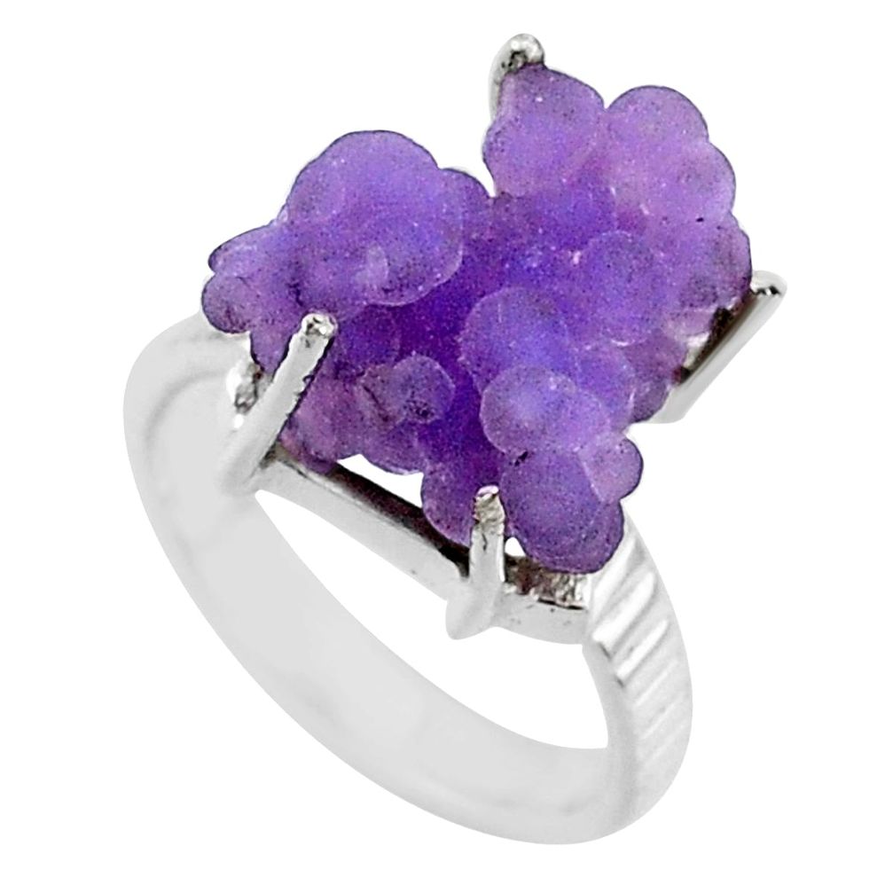 925 silver 11.23cts natural purple grape chalcedony solitaire ring size 7 r71658