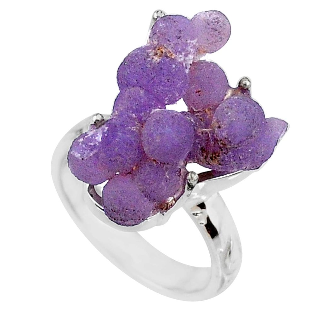 925 silver 13.77cts natural purple grape chalcedony solitaire ring size 7 r71669