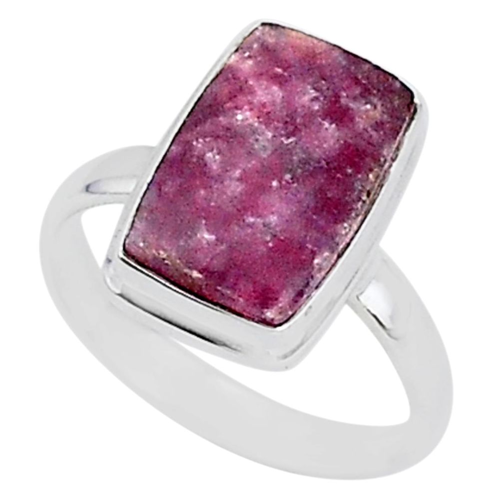 925 silver 8.14cts natural purple lepidolite solitaire ring size 12.5 t1484