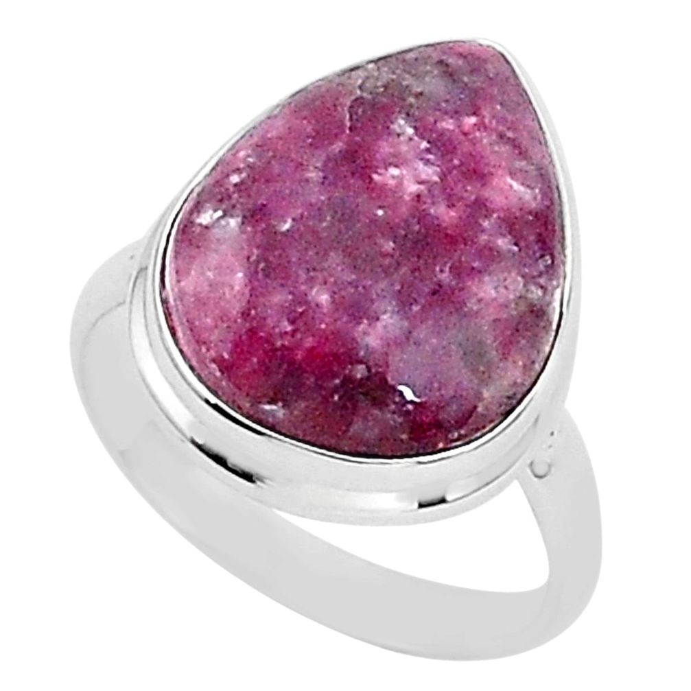 925 silver 16.43cts natural purple lepidolite solitaire ring size 10.5 t1500