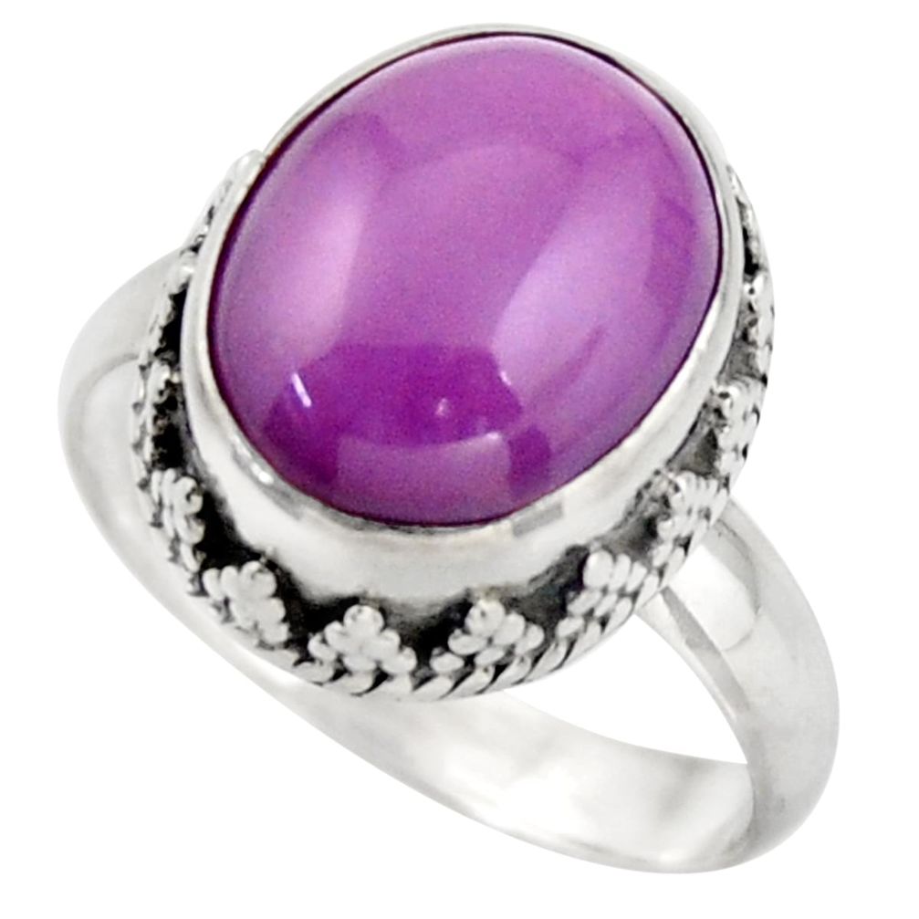 925 silver 5.11cts natural purple phosphosiderite solitaire ring size 6.5 d46344