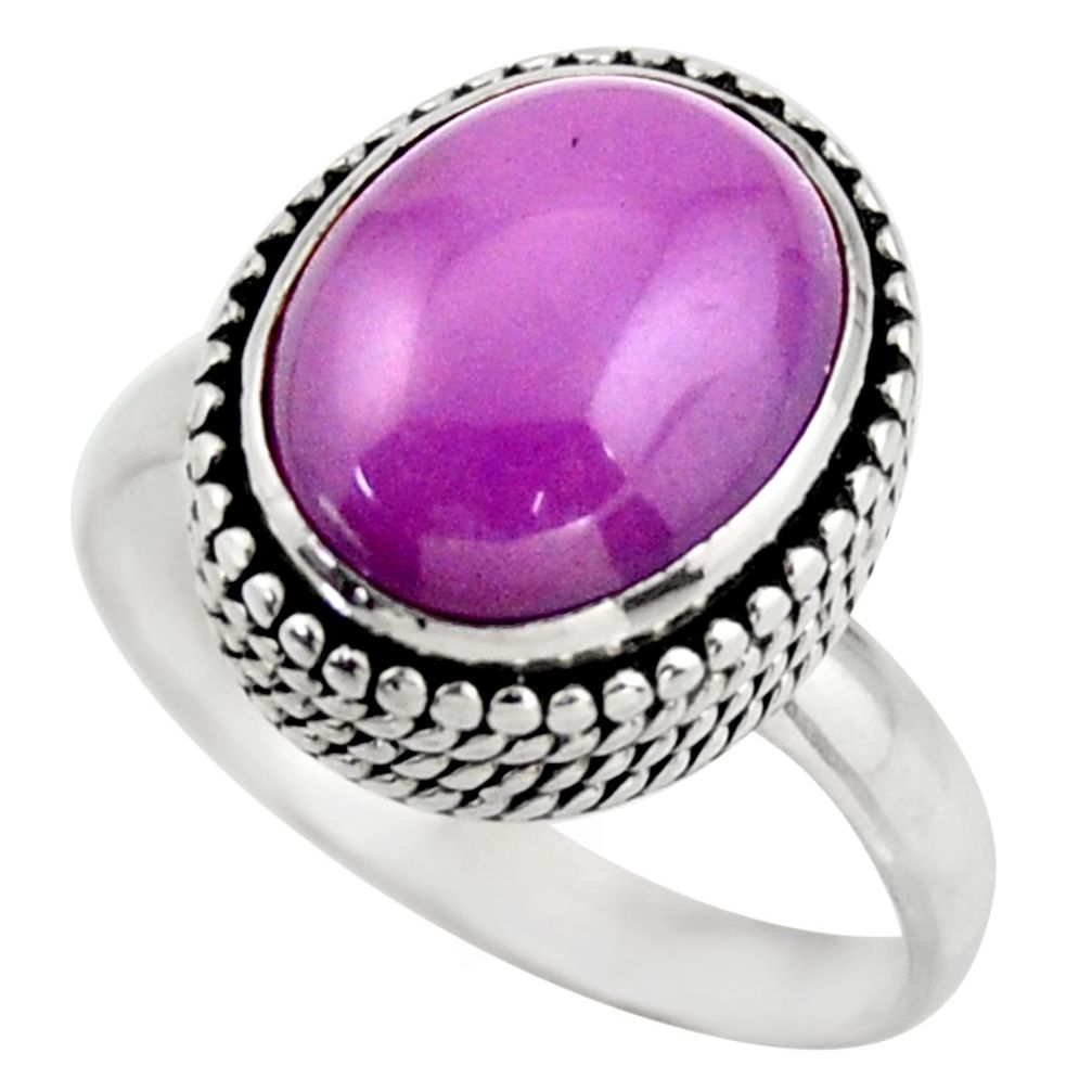 925 silver 5.27cts natural purple phosphosiderite solitaire ring size 7.5 d46354