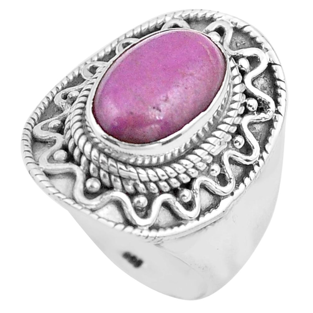 925 silver 4.71cts natural purple phosphosiderite solitaire ring size 8.5 p81291