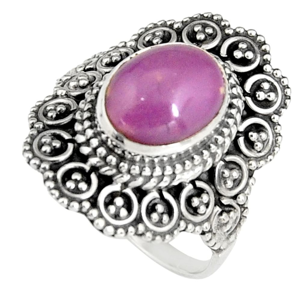 925 silver 4.38cts natural purple phosphosiderite solitaire ring size 7.5 r19500