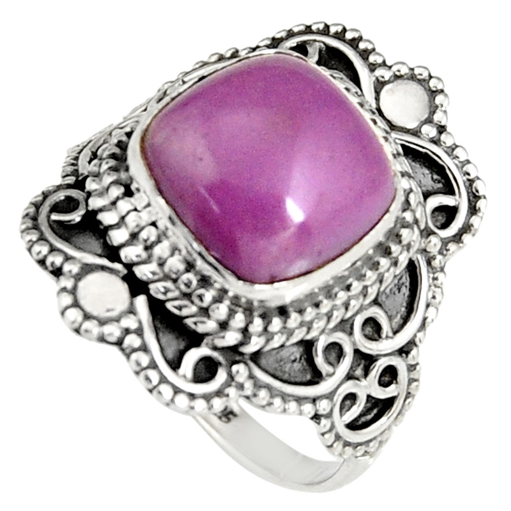 925 silver 5.38cts natural purple phosphosiderite solitaire ring size 7 r19497