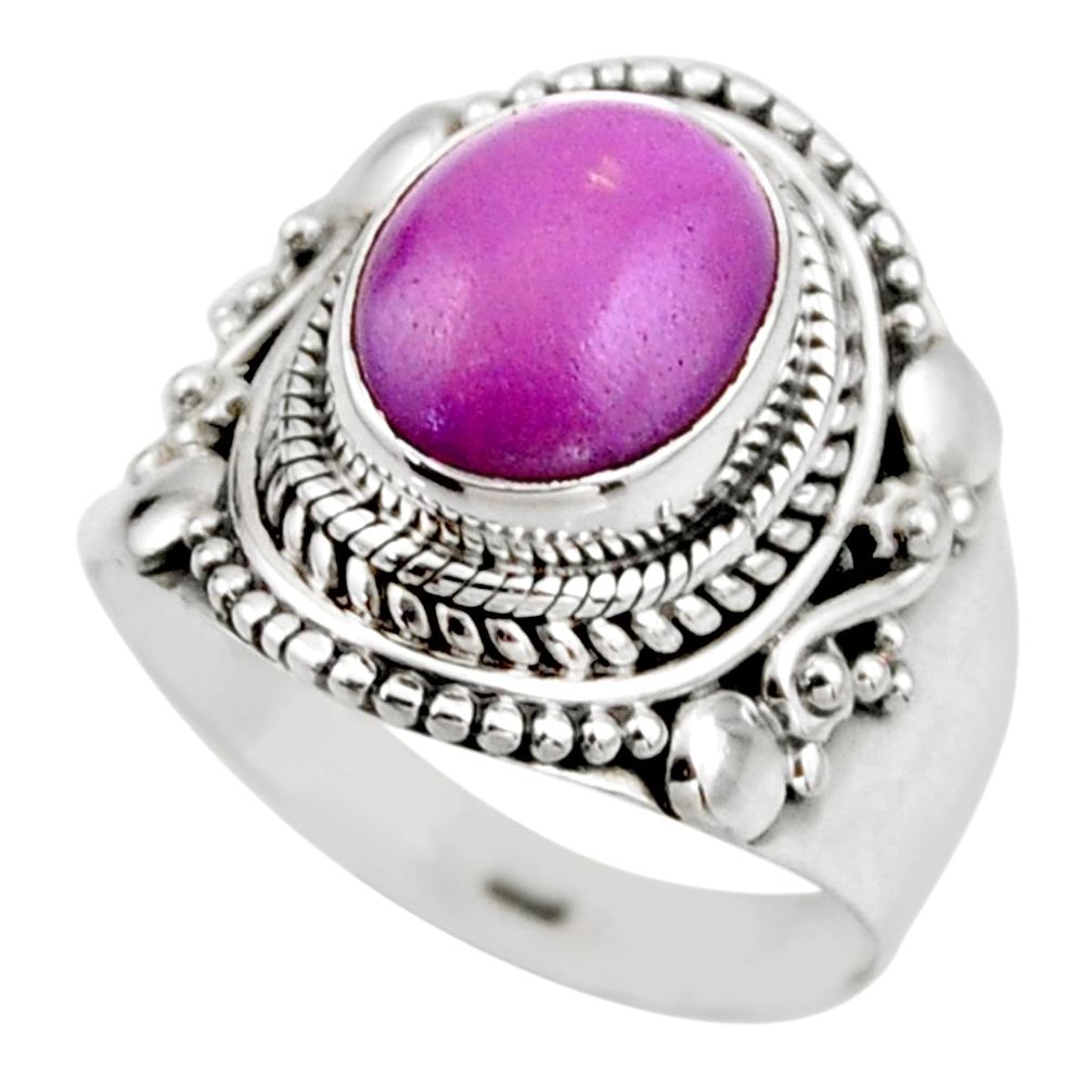 925 silver 4.15cts natural purple phosphosiderite solitaire ring size 7 r53314