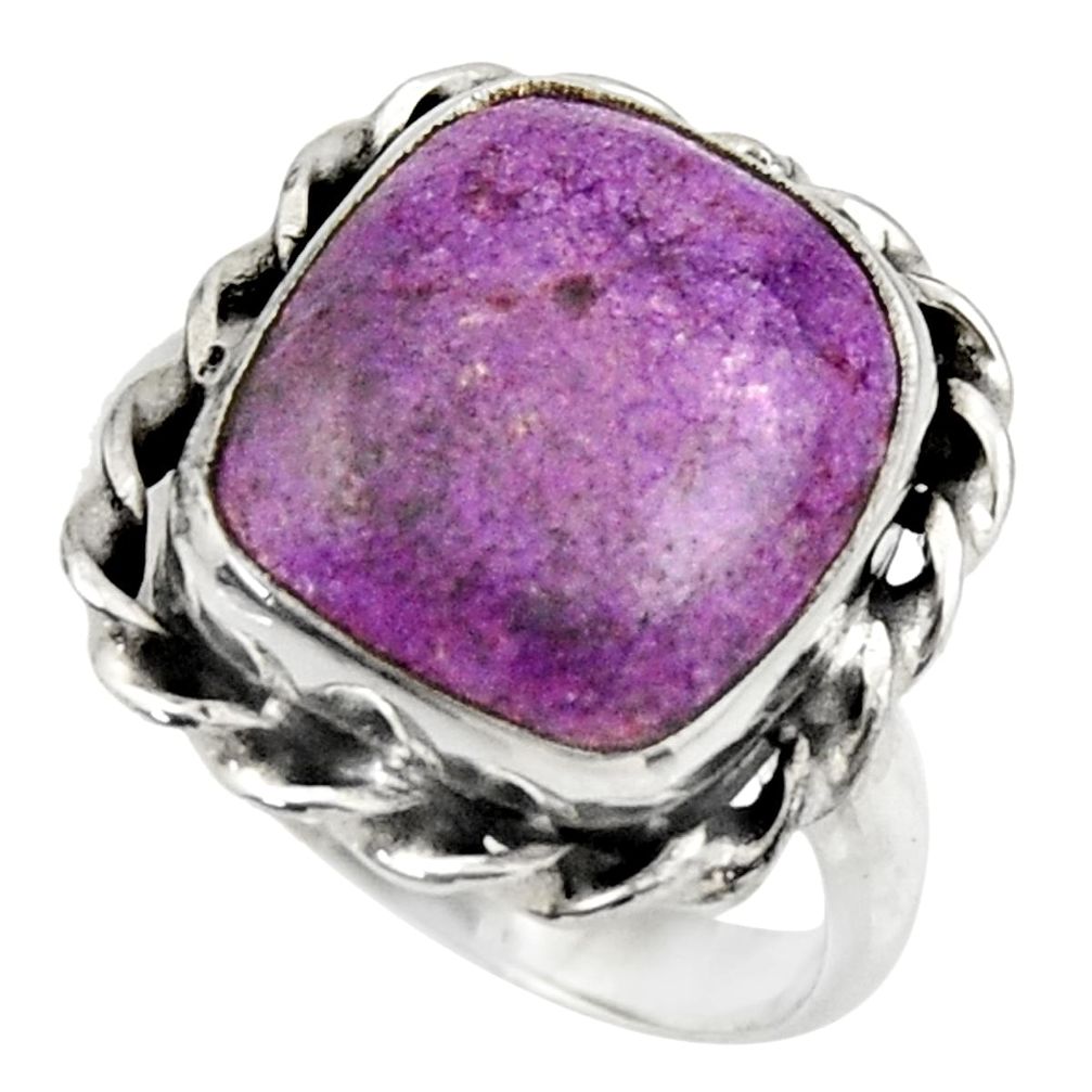925 silver 6.51cts natural purple purpurite solitaire ring size 7.5 r28584