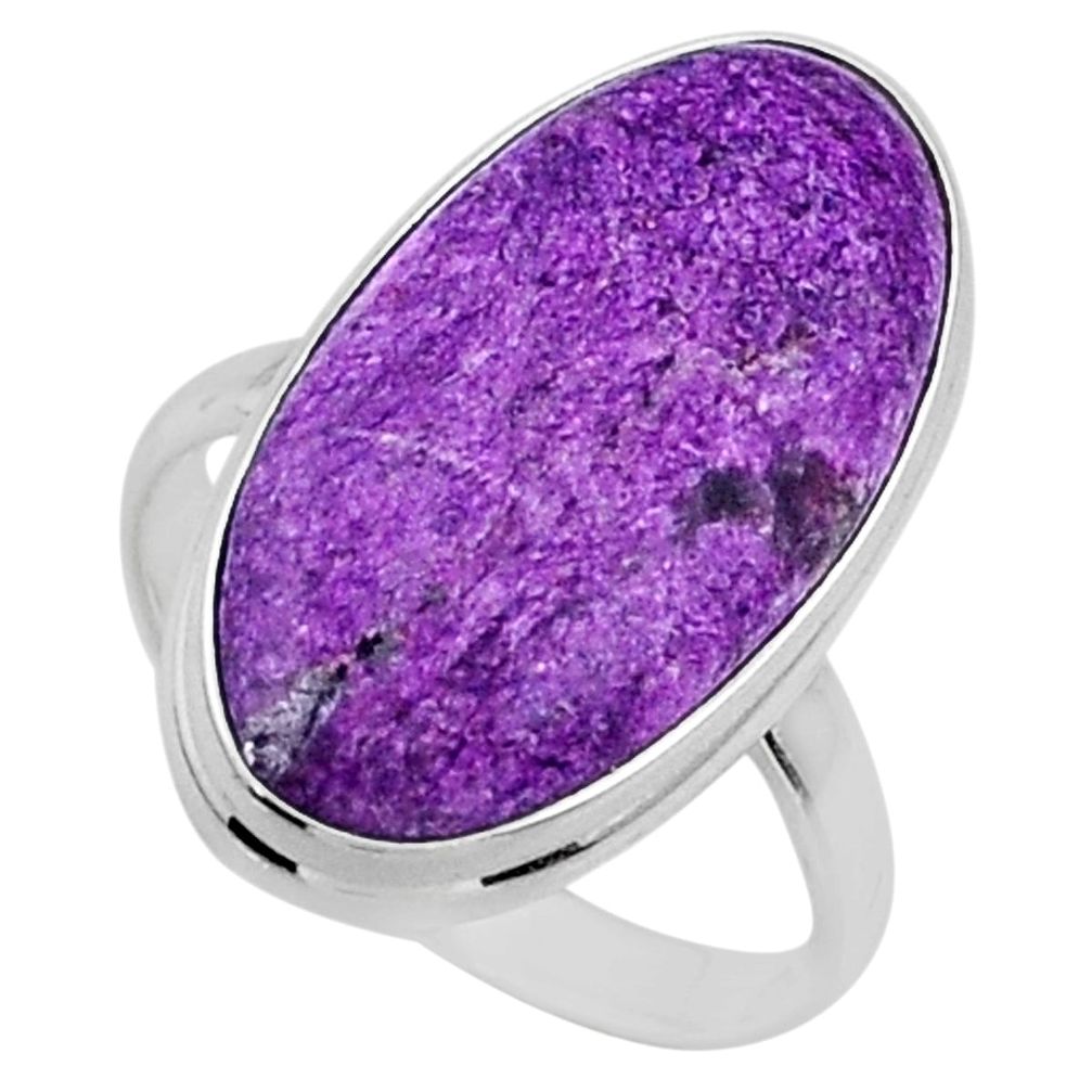 925 silver 14.23cts natural purple stichtite oval solitaire ring size 9.5 r66147