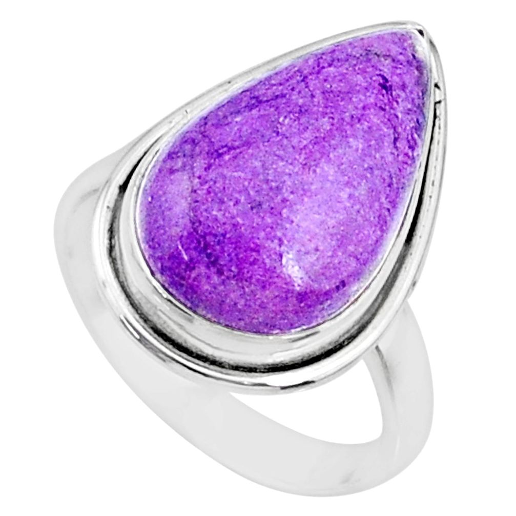 925 silver 8.40cts natural purpurite stichtite pear solitaire ring size 7 r73368