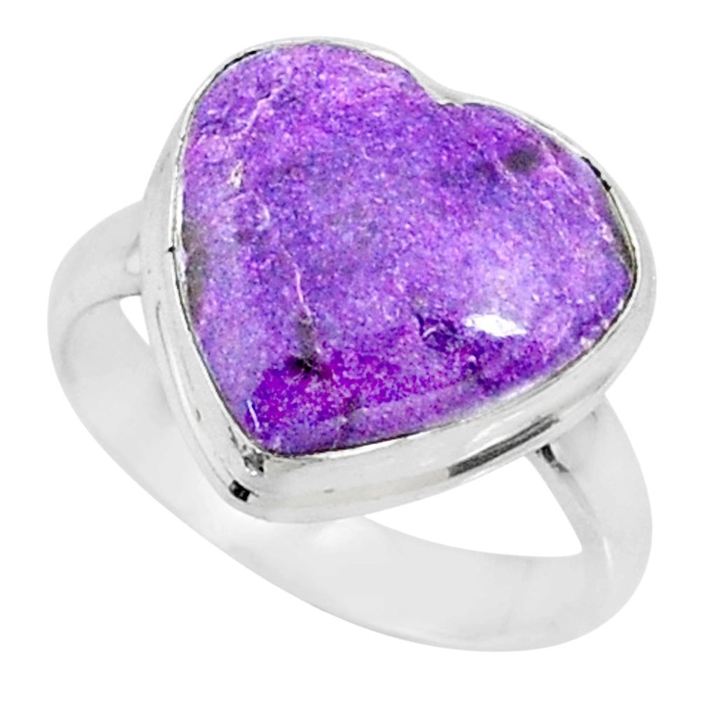925 silver 9.72cts natural purpurite stichtite solitaire ring size 7.5 r73378