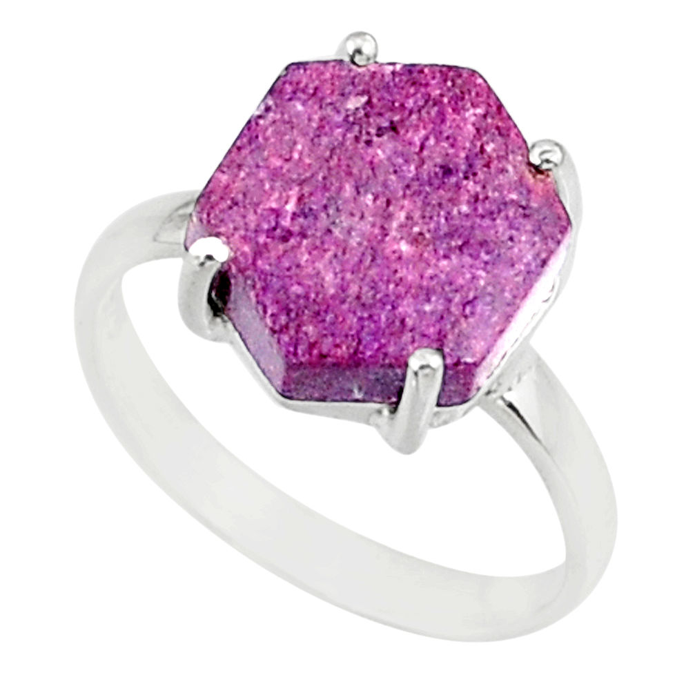 925 silver 4.22cts natural purpurite stichtite solitaire ring size 6 r81904