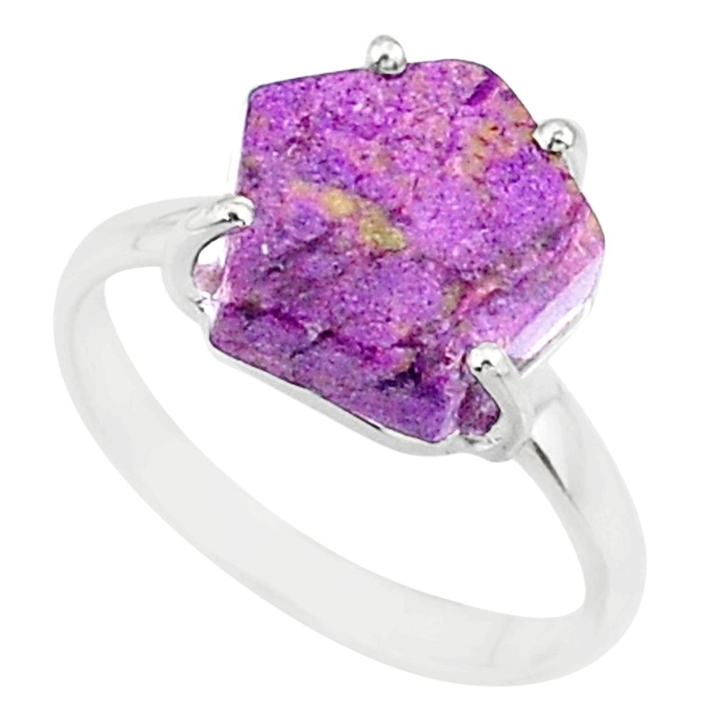 925 silver 4.56cts natural purpurite stichtite solitaire ring size 7 r81949