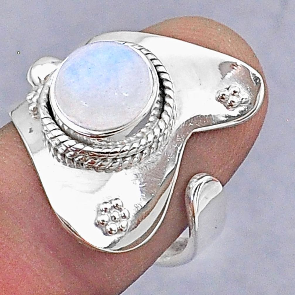 925 silver 3.09cts natural rainbow moonstone adjustable ring size 7 t8578