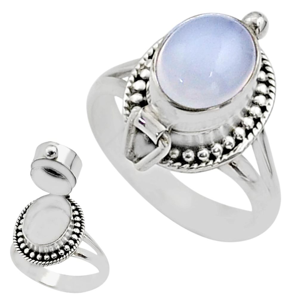 925 silver 4.35cts natural rainbow moonstone oval poison box ring size 9 t73059