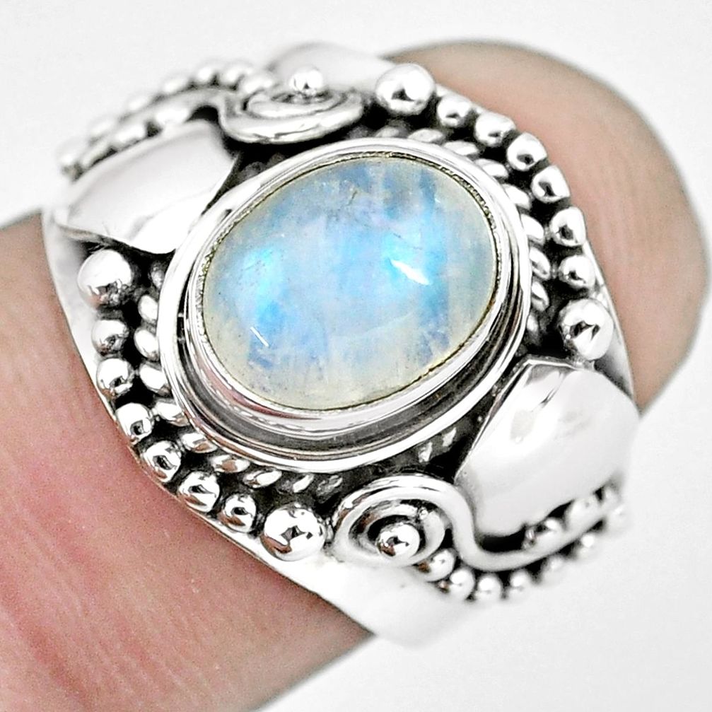 ts natural rainbow moonstone oval solitaire ring size 7 p57699