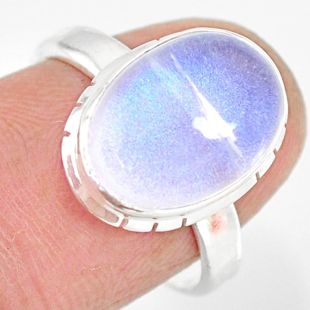 925 silver 5.23cts natural rainbow moonstone oval solitaire ring size 7 r83286