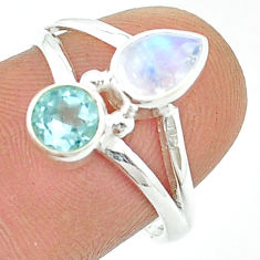 925 silver 2.16cts natural rainbow moonstone pear topaz ring size 7.5 u36555