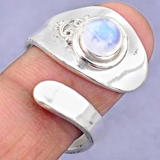 925 silver 1.21cts natural rainbow moonstone round adjustable ring size 8 t88035