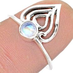 925 silver 0.51cts natural rainbow moonstone round heart ring size 7 u55530