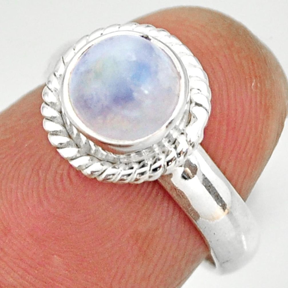 925 silver 2.72cts natural rainbow moonstone round solitaire ring size 5 r27418